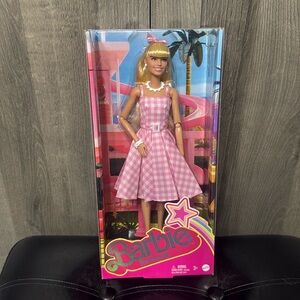 New Margot Robbie Barbie The Movie Doll In Pink Gingham Dress Collectible Doll